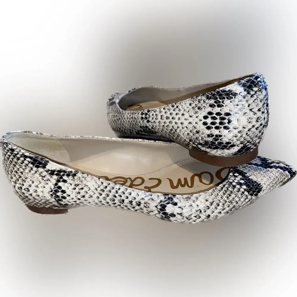 Sam Edelman Women's Sally Snake-Print Pointed Toe Flats Size 6